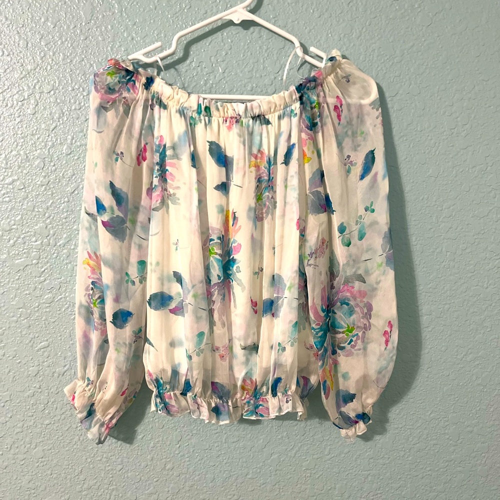 Floral Off Shoulder Silk Top